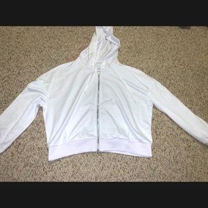 cropped white zip up